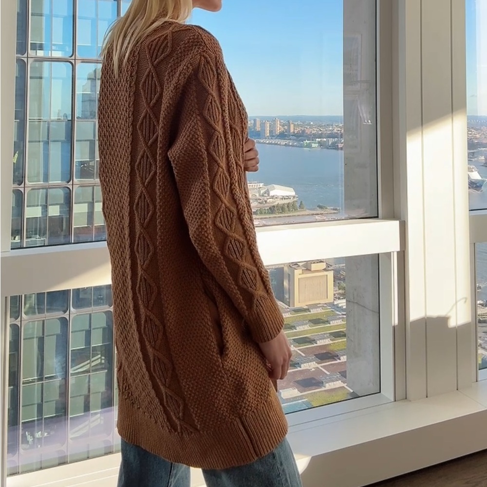 Cozy Brown Cable Knit Sweater